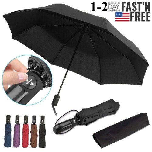 Travel Umbrellas Windproof Auto Open Close Compact 3 Folding Sun Rain Umbrellas
