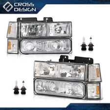 Fit For 1994-1998 GMC Yukon Black Headlights+Bumper+Corner Signal Lamps