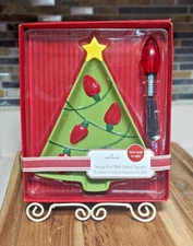 Hallmark Christmas Tree Shaped  Serving Dish And Spreader