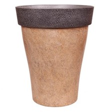 Image of Brown Large Plant Pot Round Square Tall Plastic Planter Outdoor Garden Tree