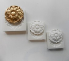 THREE SILICONE RUBBER MOULDS LARGE MEDIUM SMALL TUDOR ROSE FURNITURE FIRE PLACES
