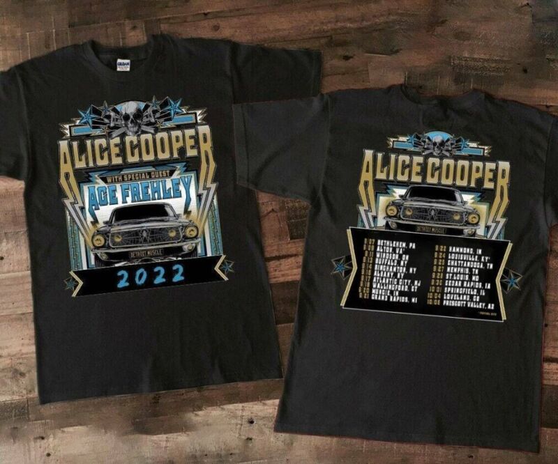 Tour Alice Cooper and Ace Frehley Detroit Muscle Concert 2022  T-Shirt Unisex