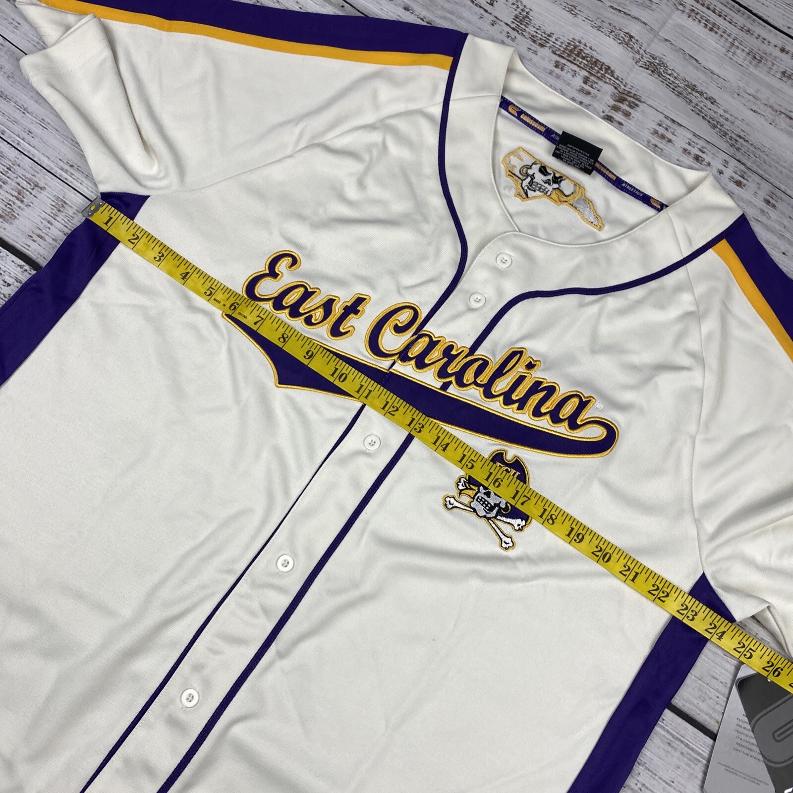 NWT East Carolina Pirates Baseball Jersey Colosseum Short Sleeve Shirt