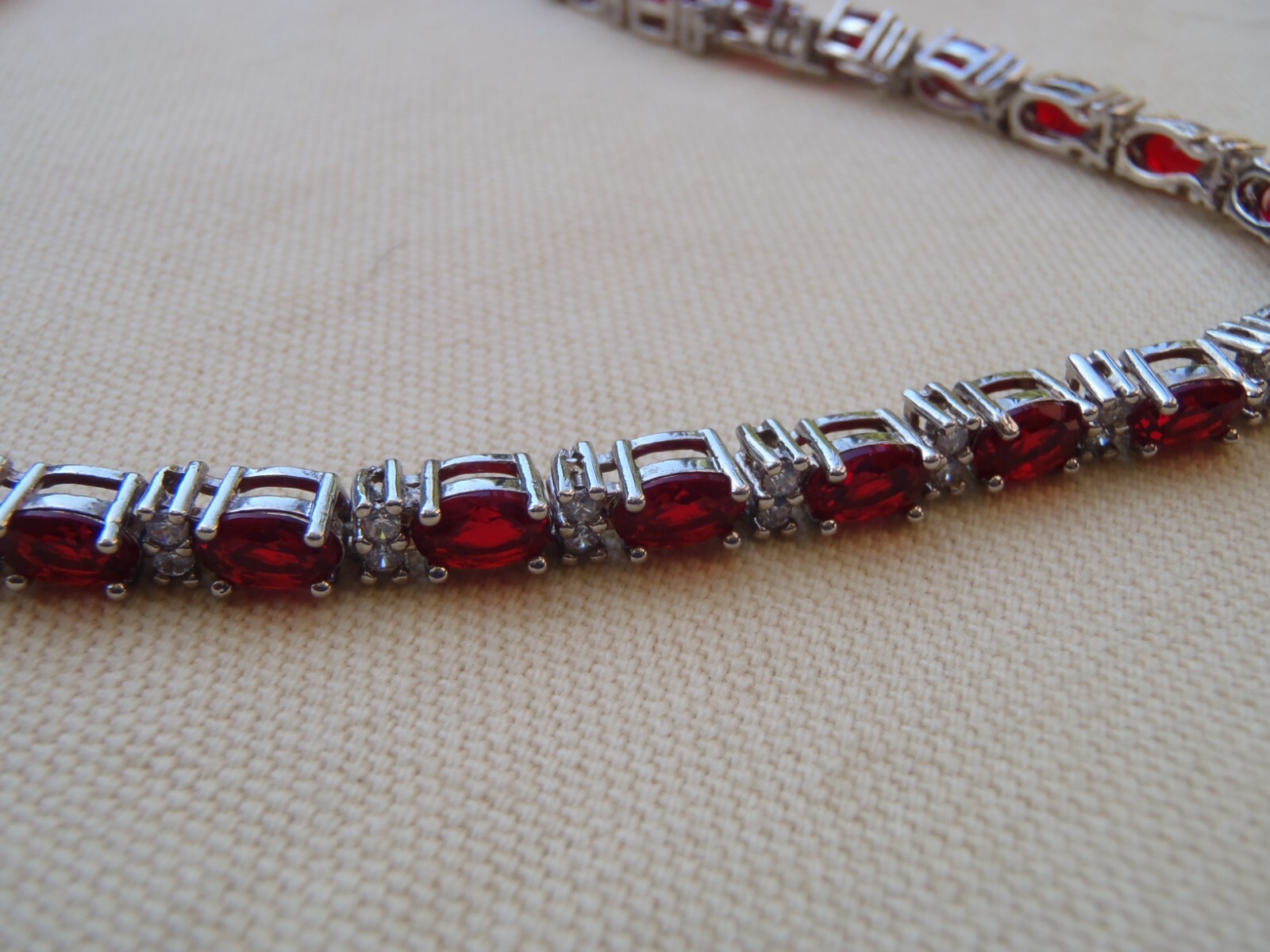 Vintage Ruby Red Simulated Stone Tennis Necklace - image 9