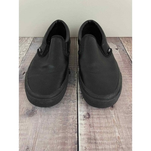 black perforated leather vans