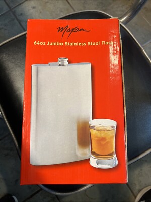 NEW - Maxam  64oz Jumbo Stainless Steel Flask