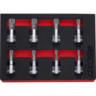 3/8'' Antrieb Spline Bit Steckschlüsselsatz 8-teilig BOXO BX313-R2