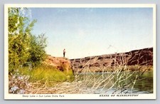 Deep Lake at Sun Lakes Dry Falls State Park Washington Vtg WA Postcard View o28
