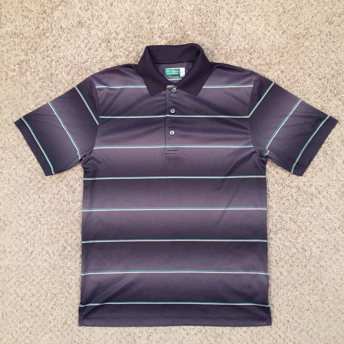 Ben Hogan Performance Polo Shirt Small Gray Striped Short Sleeve