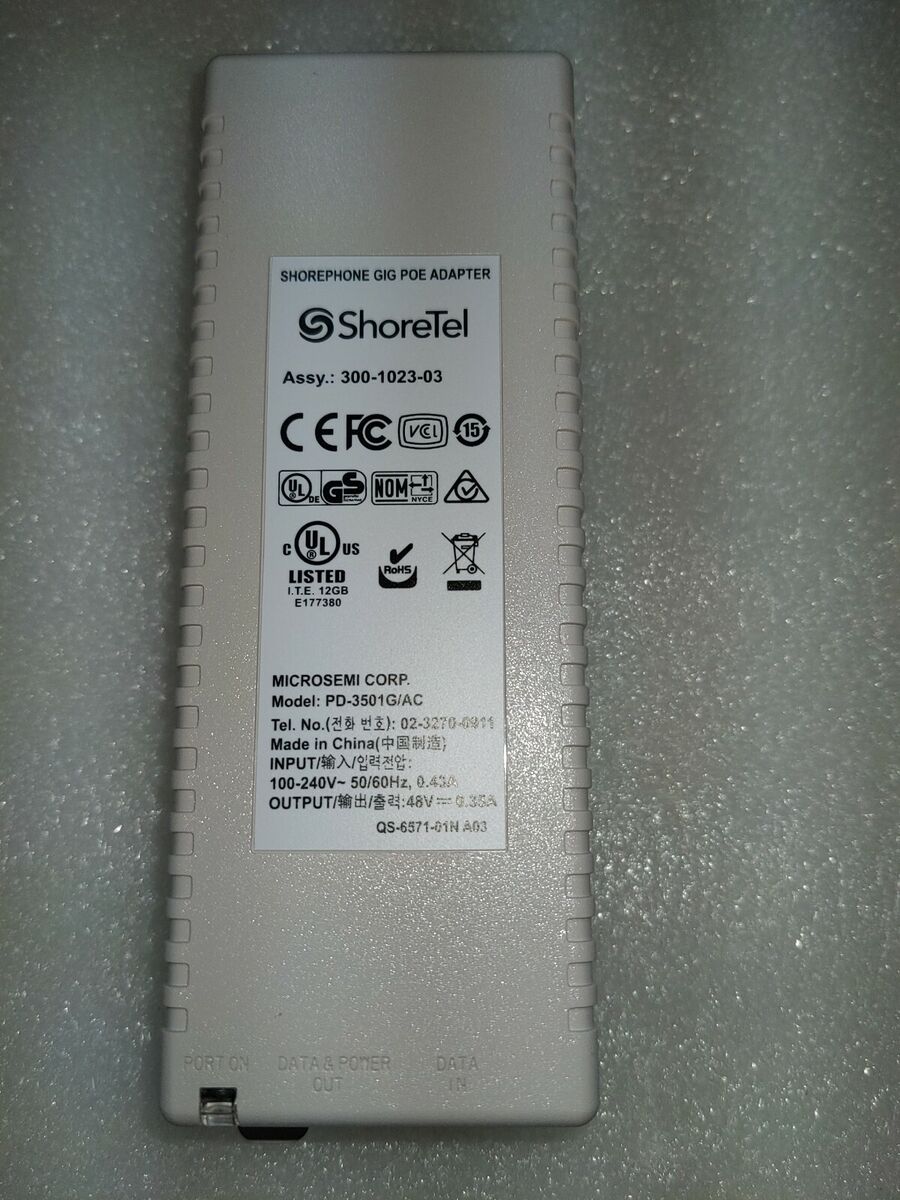 Shoretel PD-3501G 48V 0.35A Gigabit PoE AC Adapter 3501G 300-1023-03