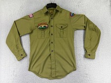 VINTAGE Boy Scouts of America Uniform Shirt Youth 13 Green Long Sleeve 1960's