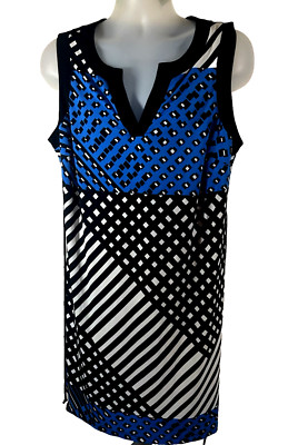 Emma and Michele Women 1X Dress Sheath Geometric Summer Sleeveless Soft Flowy