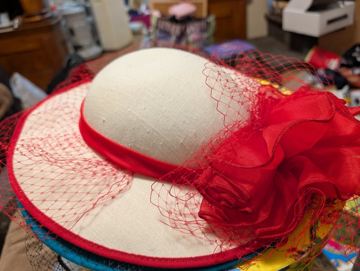 1950s Vintage Woven Straw Hat With Ribbon Trim Vintage Woven Straw Boater Hat With Ribbon Band - Size 6 3/4  main image 2