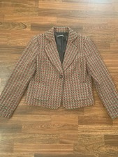 Vintage Liz Claiborne Blazer 1 Button Wool Blend Multi Color Women's Size 10
