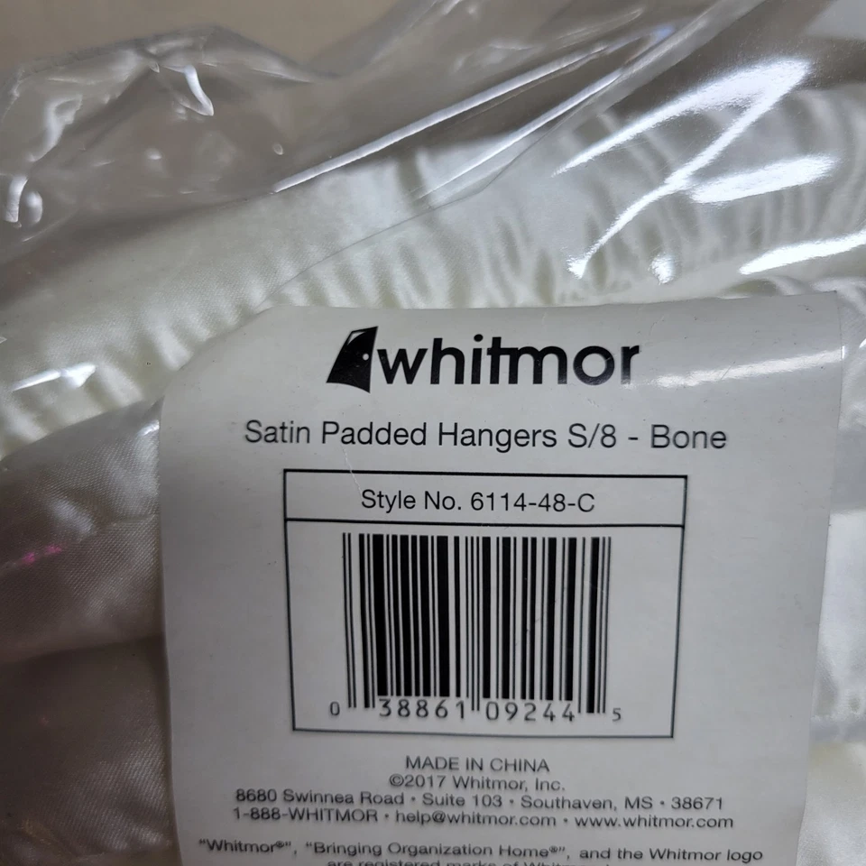 Whitmor 8PK Blusa Acolchada Satinada Perchas con Lazos ~ Estilo Vintage ~ Hueso ~ Novia Foto 3 de 4