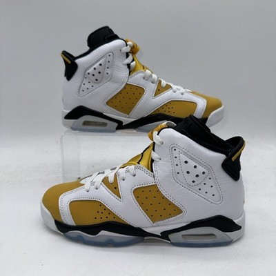 Nike Kid's Size 4 Air Jordan 6 Retro (384665 170) White/Yellow Basketball