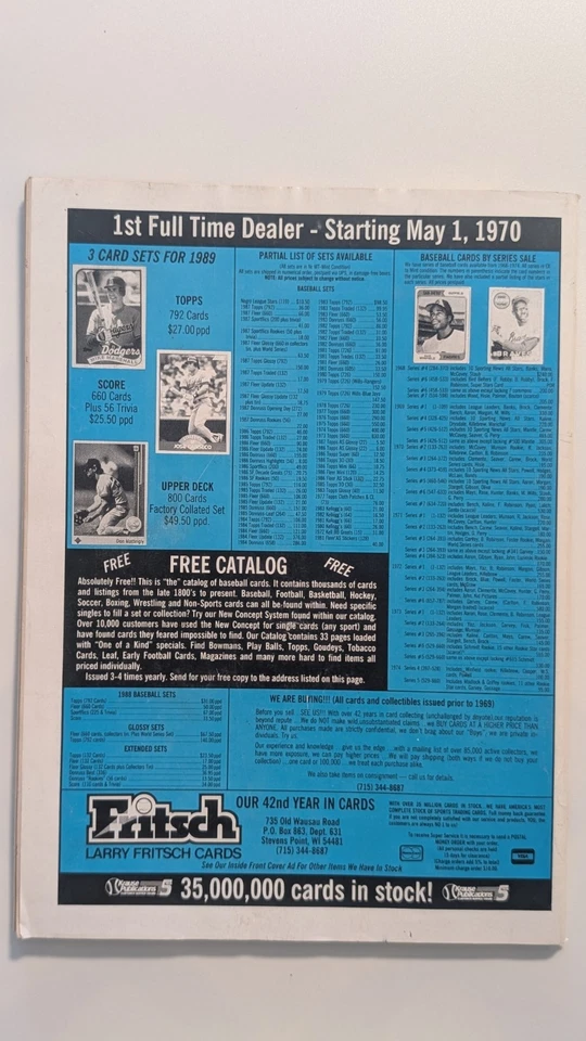 KEN GRIFFEY JR. ON COVER BASEBALL CARDS MAG. NOV. 1989 & UNCUT ROOKIE CARD - Image 4 of 4