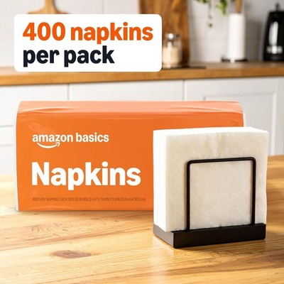 Everyday Paper Napkins, 400 Count   Disposable Soft Napkins for Dining, Parties