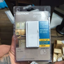 Lutron DV-10PH-WH Diva 1000W Incandescent / Halogen Single Pole Dimmer in White