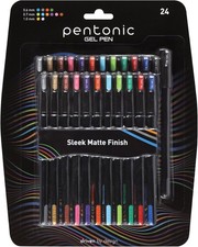 24 Count Gel Pens   Assorted Colors, Medium  Fine Point, Smooth Writing