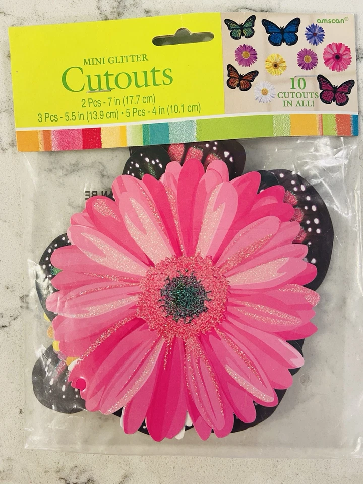 3 PACKS OF Amscan Sparkling 10 Mini Glittered Butterflies Cutouts Multisizes - Image 3 of 4
