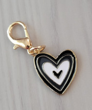 Black / Grey Heart  Charm  Zipper Decoration  Lobster Claw Clasp  Keychain