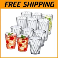 Shatter-Proof Plastic Cups - BPA-Free, Stackable, Set of 12