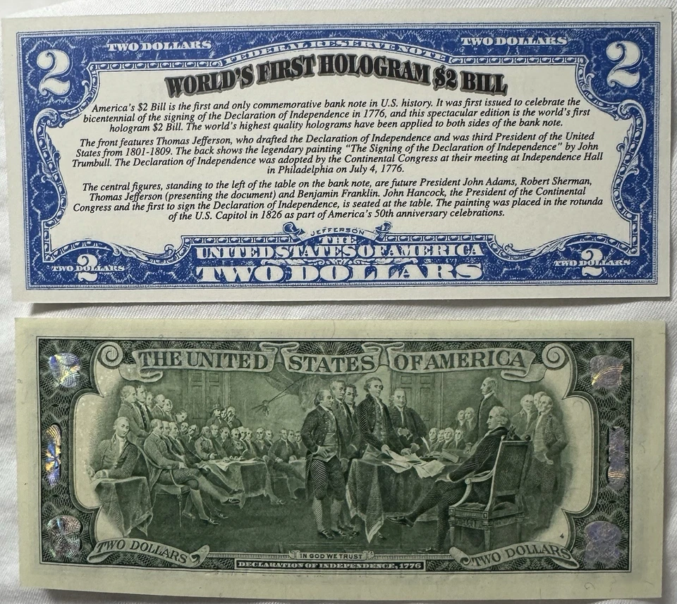 Billete de 2 dólares primer holograma del mundo usado buen estado Foto 4 de 4