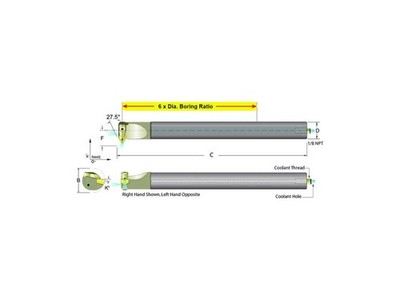 Dorian Tool E16T-ADDPNR-3 Carbide Shank Indexable Boring Bar, 60111