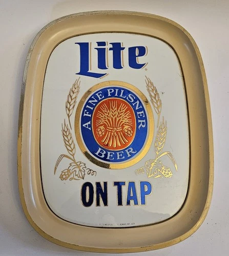 Vintage Miller Lite On Tap Plastic Bar Beer Wall Sign