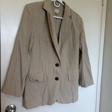 A New Day Womens Linen Blend Blazer in a natu...