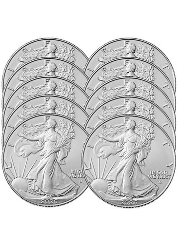 Lot of 10 - 2026 $1 American Silver Eagle 1 oz BU