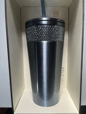 NEW House of Harlow 1960 Arlo Blue Rhinestone 25 oz Tumbler with Lid and Straw 