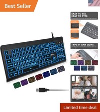 X9 Large Print Backlit Computer Keyboard - Easy to See Big Letters - Lighted ...