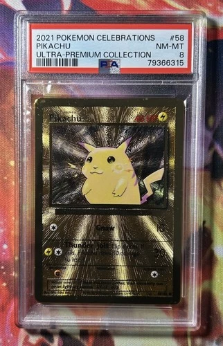 Pikachu Gold Metal PSA 8 NM-MT 2021 Pokemon Celebrations Ultra-Premium #58/102