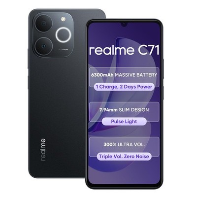 realme C71 4G Smartphone 4GB+64GB Obsidian Black, 6,75 Zoll Bildschirm 6,745 ...