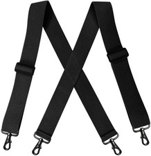 Men s Heavy Duty Belt Loops X Back 2 Inch Suspenders with 4 Snap Hooks