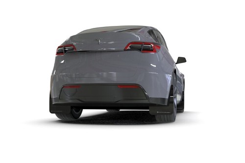 Rally Armor UR Black Mud Flap w/ Dark Grey Logo for 20-21 Tesla Model Y - Picture 2 of 4
