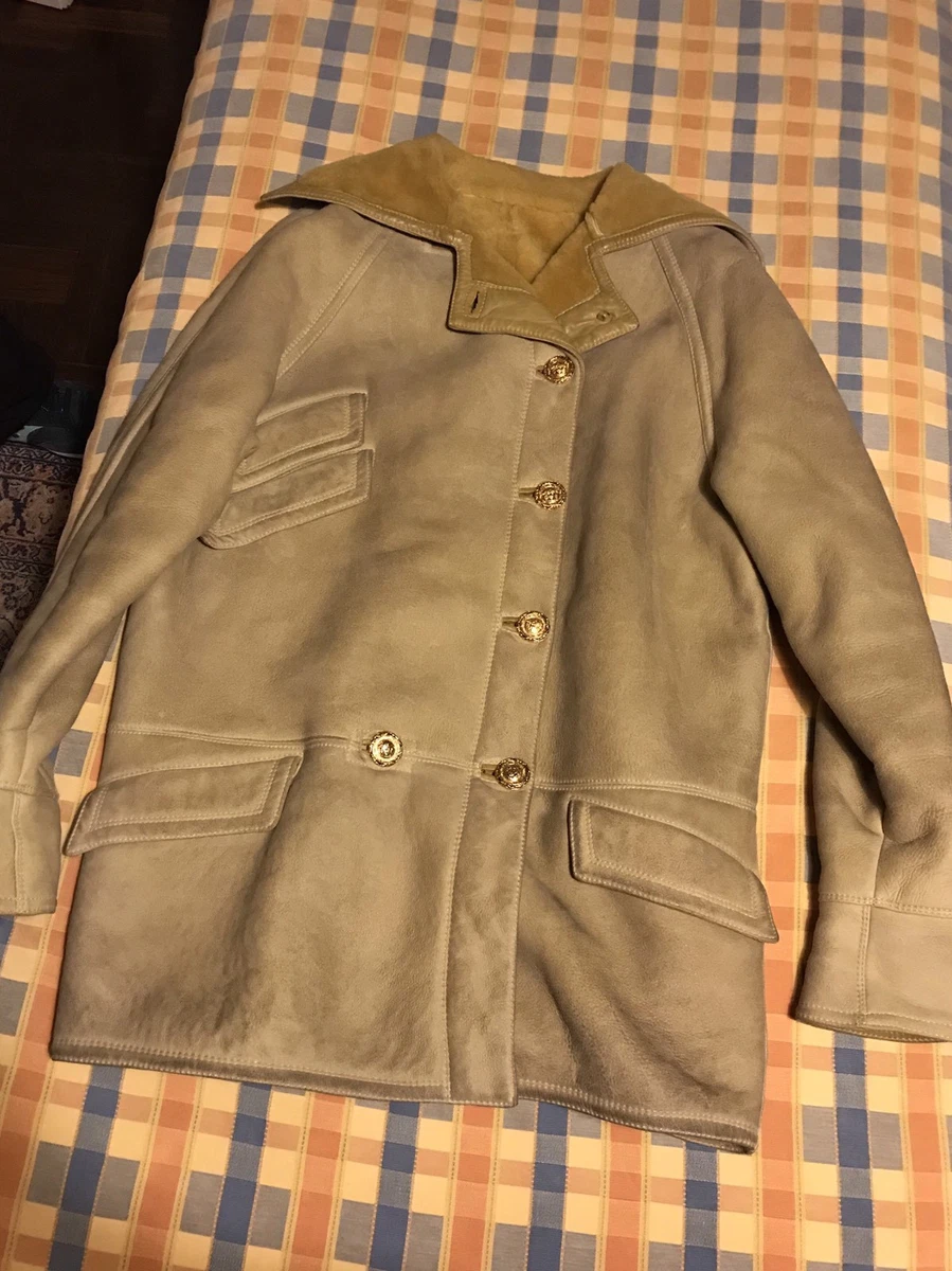 Gianni Versace Vintage Sheep Coat Shirt Jacket Leather Jacket Women
