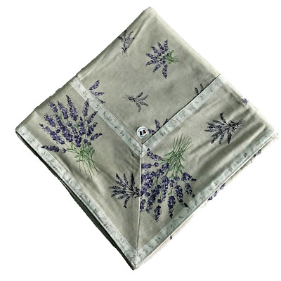 L'Ensoleillade BNew 62''x 61'' Cotton Blend Taupe Lavender Tablecloth French Made