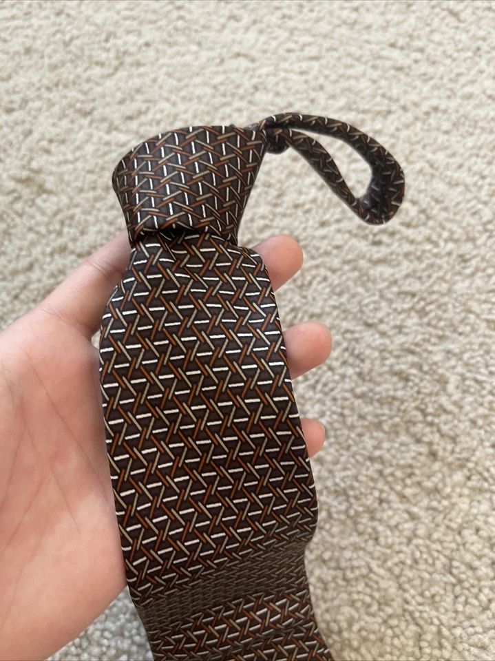 Gravata de pescoço vintage masculina marrom e vermelha Christian Dior Monsieur - Imagem 4 de 4