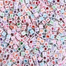 325 pc Alphabet Beads Craft Set White Cube Letters Hole For Stringing All Ages