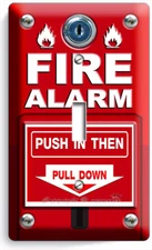 FIRE ALARM PULL DOWN AND PUSH LIGHT SWITCH OUTLET WALL PLATE COVER ROOM HD DECOR