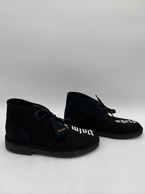 Palm Angels Black Suede Round Toe Lace Up Ankle Desert Boots, Mens Size 7.5M
