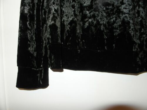 Size S (12) Women's BLACK crushed Velour VELVET Long Sleeve TOP Goth Rock - Picture 4 of 7