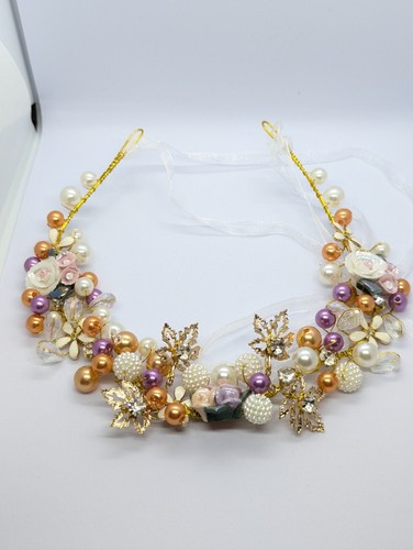 Splendido parrucchiere floreale e perline, accessorio per capelli damigella d'onore - Foto 9 di 9