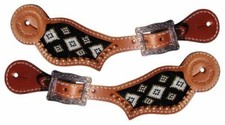 CINTURINI SPERONI fibbia rame NERO ORO E BIANCO Navajo PERLINE intarsiato pelle western