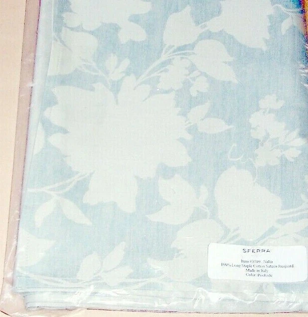 Panel de tela de satén de algodón floral azul Sferra Nalia 95x11,5" corredor/topper nuevo Foto 3 de 4