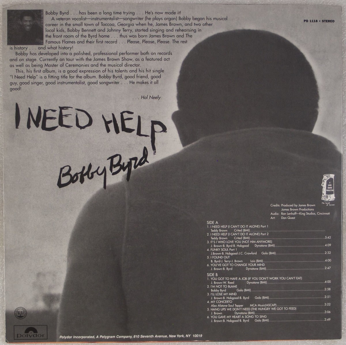 BOBBY BYRD: I Need Help US Polydor 180g Reissue Funk Soul Vinyl LP