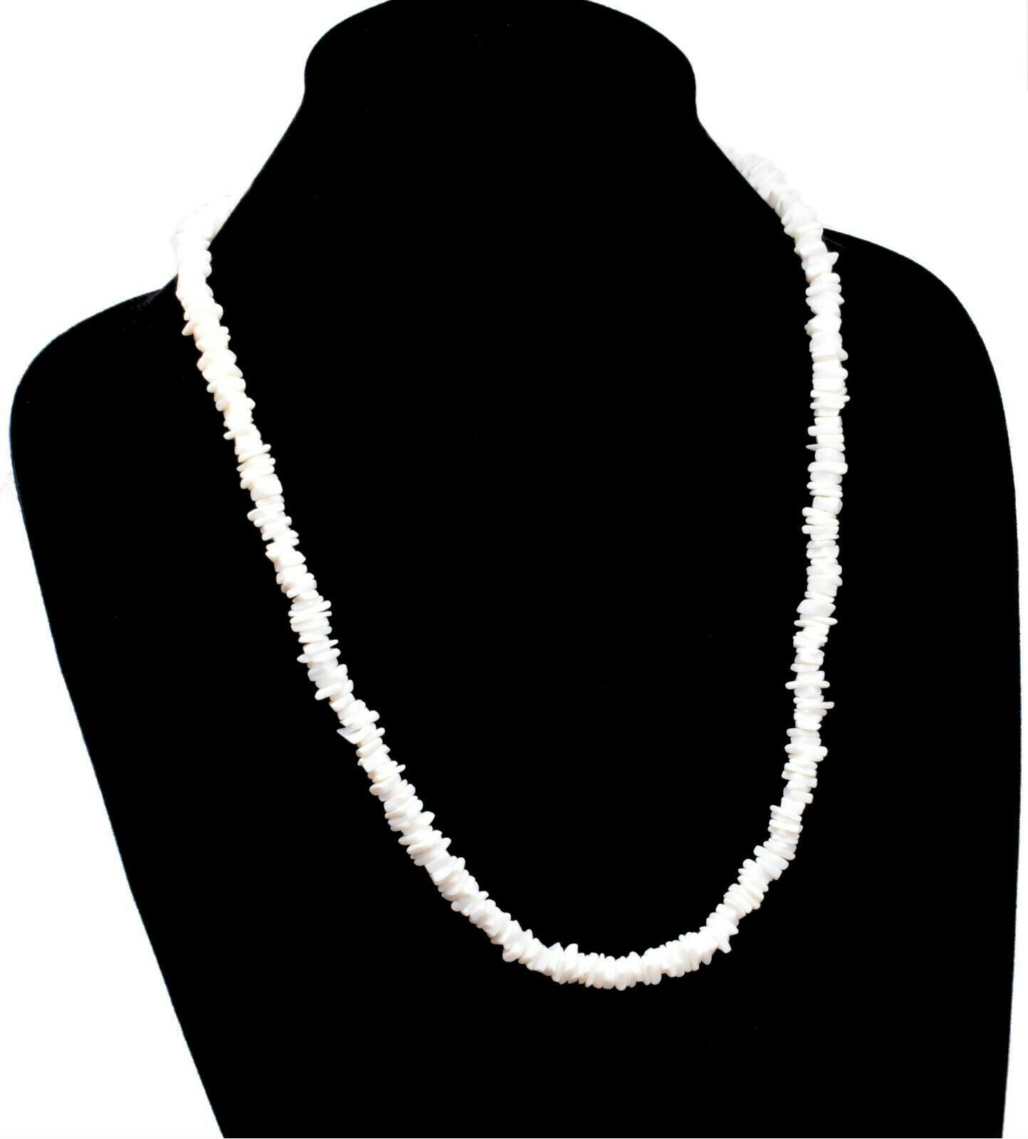 White Chipped Puka Sea Shell Beach Surfer Chic Festive Necklace 24